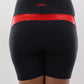 3207 - The Perfect Pocket Womens Biker Short - Black w/ Red Shimmer- FINAL SALE
