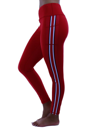 Ohio State Red Leggings with Helmet Stripe