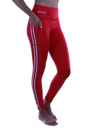 1308 - Ohio State Helmet Stripe Pocket Legging - Red