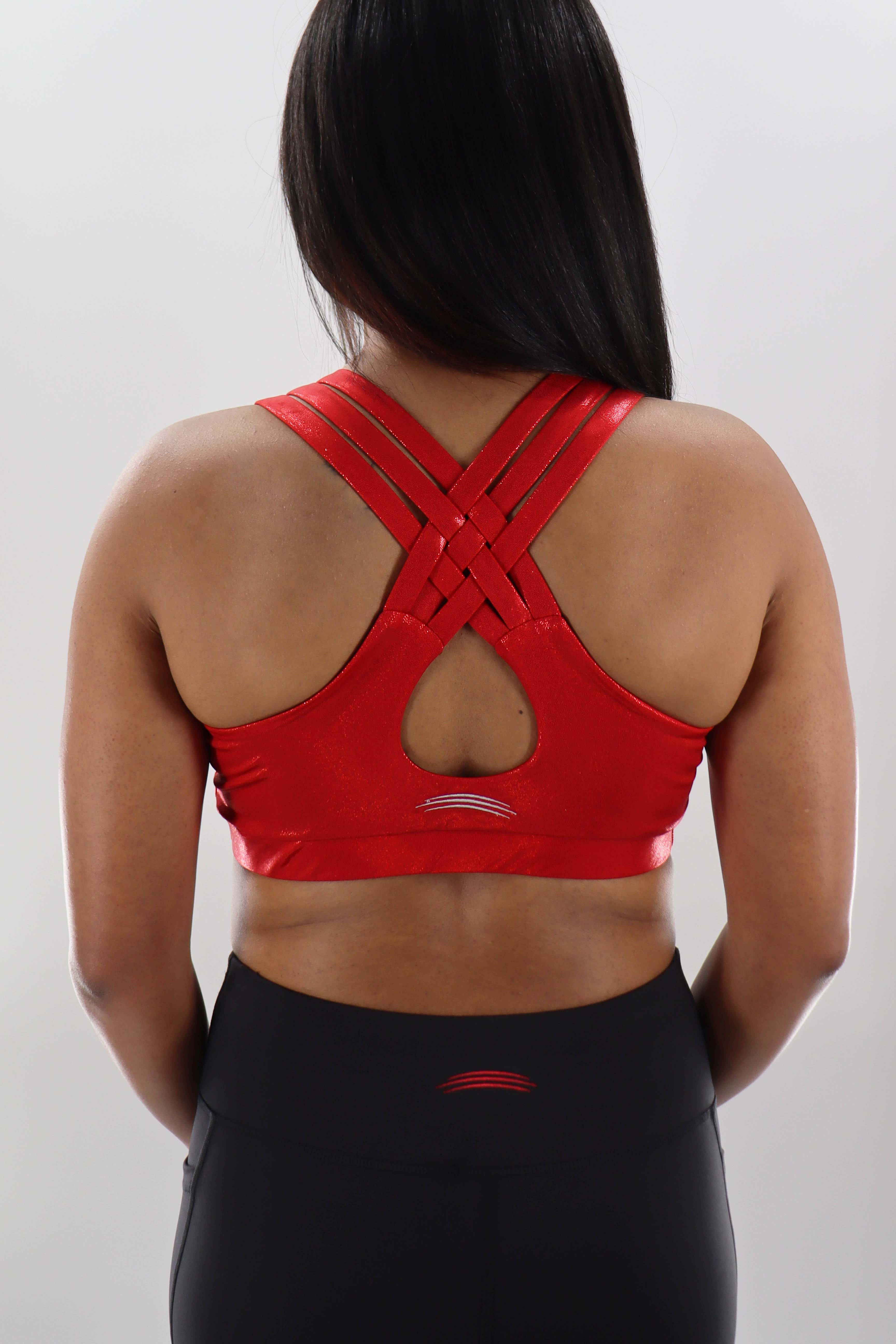 3206 - Women's Criss Cross Back Bra - Red Shimmer - FINAL SALE