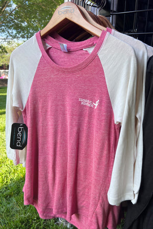 “Susan G Komen” Womens Baseball Tee/ Vintage Pink & Vintage White