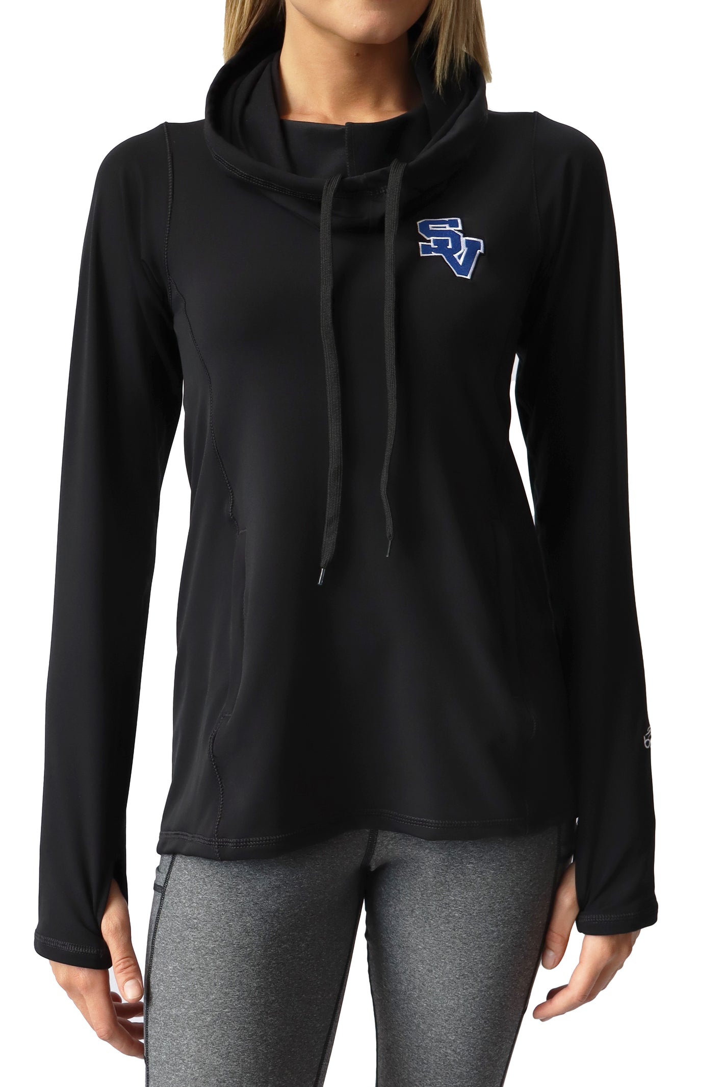 5224 - Seneca Valley Ladies Luxe Funnel Neck Pullover / Black - FINAL SALE