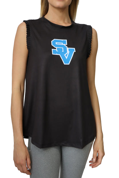 5221 - Seneca Valley Ladies Ruffle Neck Tank Top / Black