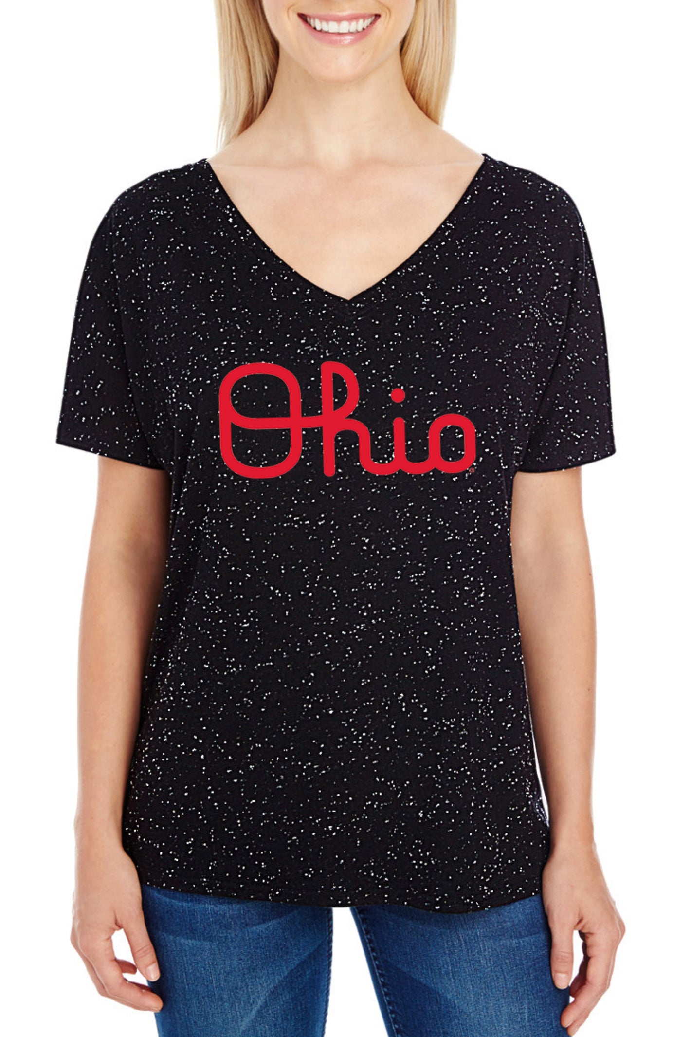 1209 - Ohio State "Script Ohio " V-Neck Tee/Black