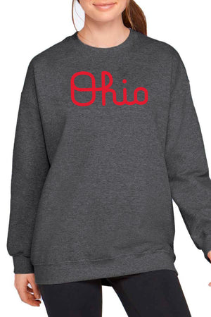 1309 - Script Ohio Unisex Crewneck Sweatshirt / Charcoal