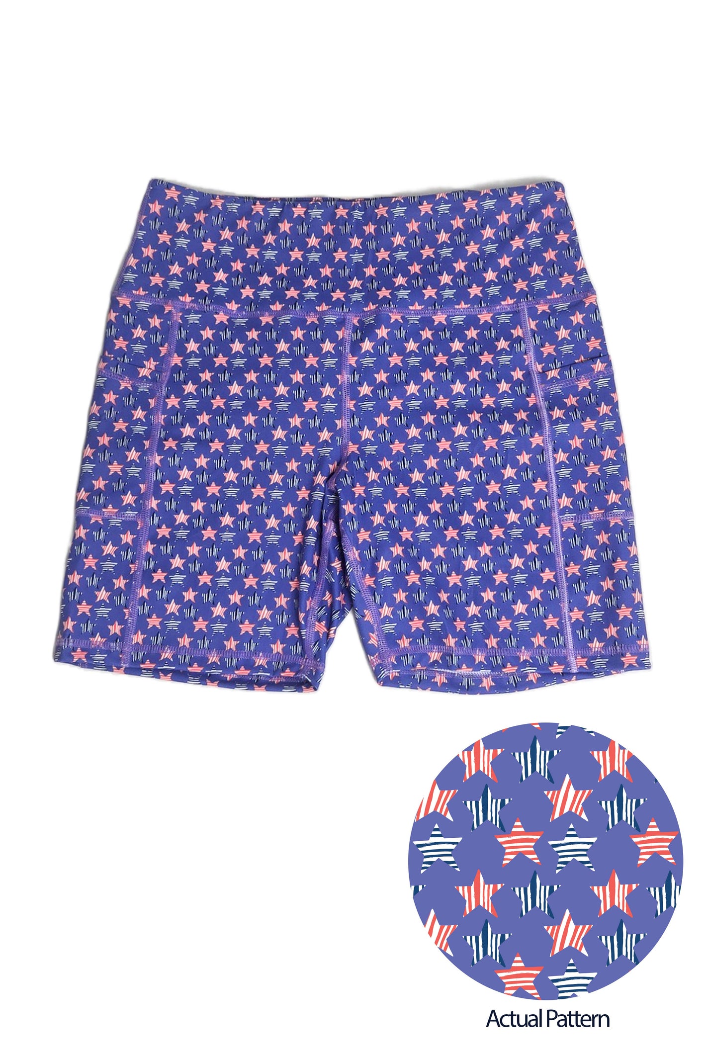 5406 - Stars & Stripes Print Biker Short - Red, White & Blue Print