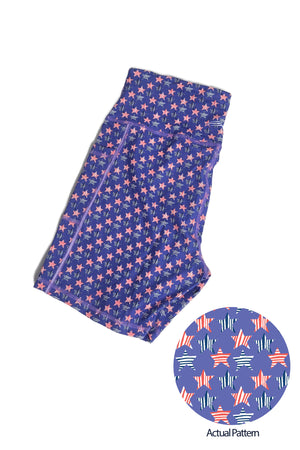 5406 - Stars & Stripes Print Biker Short - Red, White & Blue Print