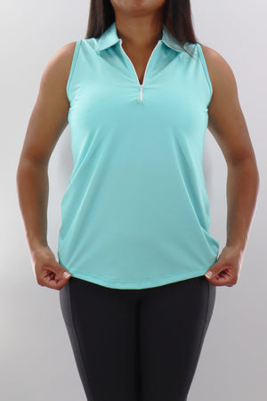 4113 - Womens Sleeveless Polo - Teal - FINAL SALE