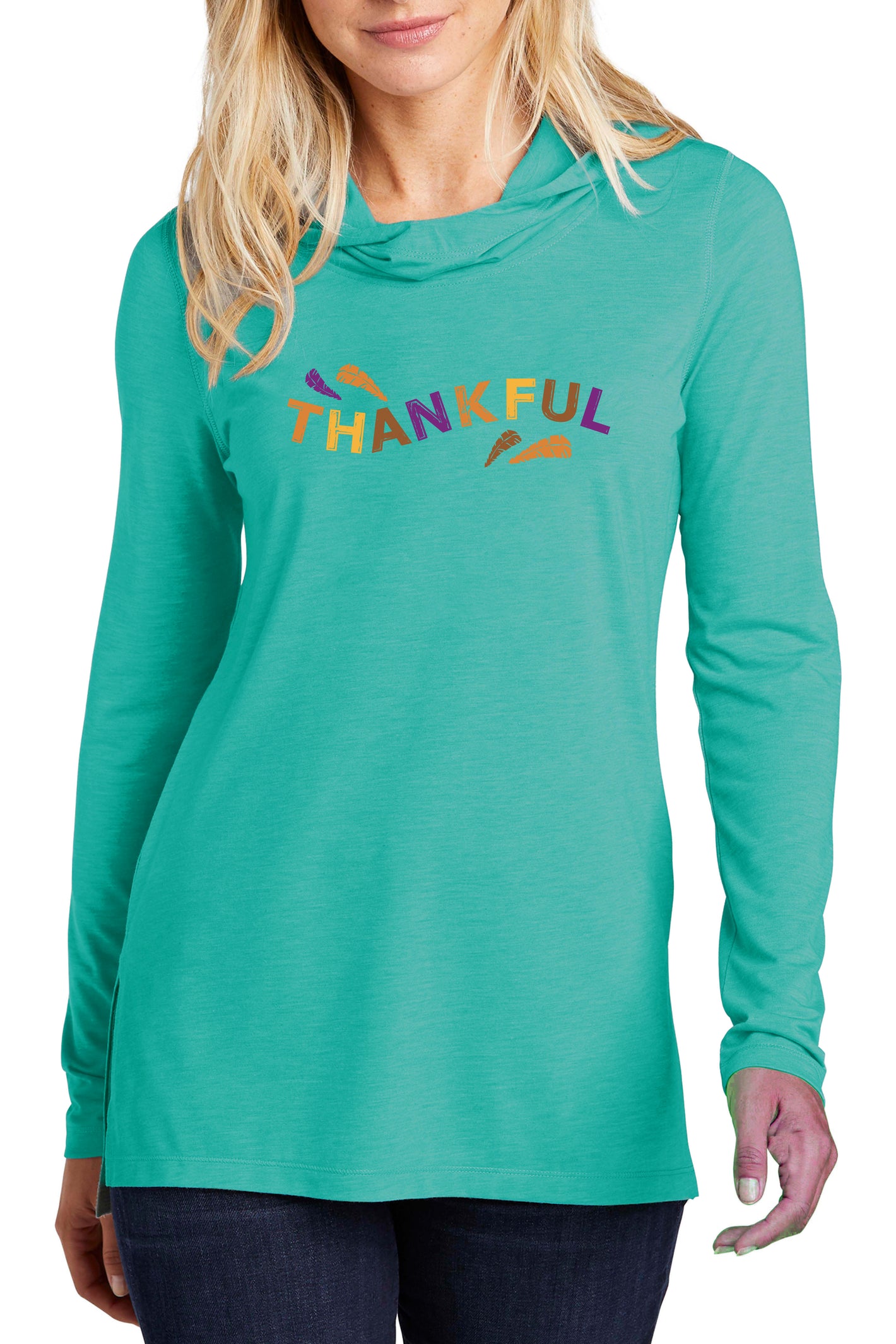 5321 - The Bend "Thankful" Unisex Lightweight Hoodie - Teal