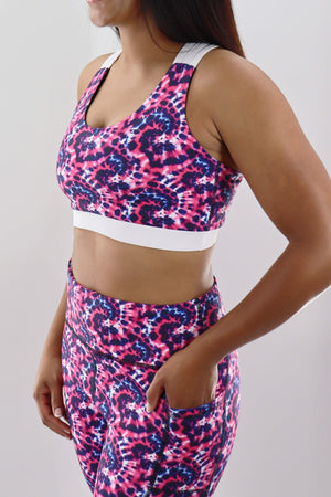 3319 - Women's Criss Cross Back Bra - Tie Dye Print - FINAL SALE