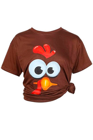 5207 - “Turkey Trotter” Turkey Face Tee/Brown