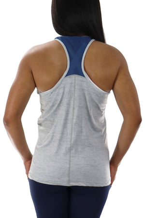 921 - West Virginia University Meshback Racer Tank Grey / Navy Back