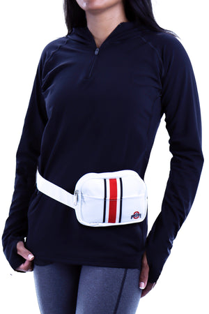 2108 - Ohio State Helmet Stripe Small Square Fanny Pack - White