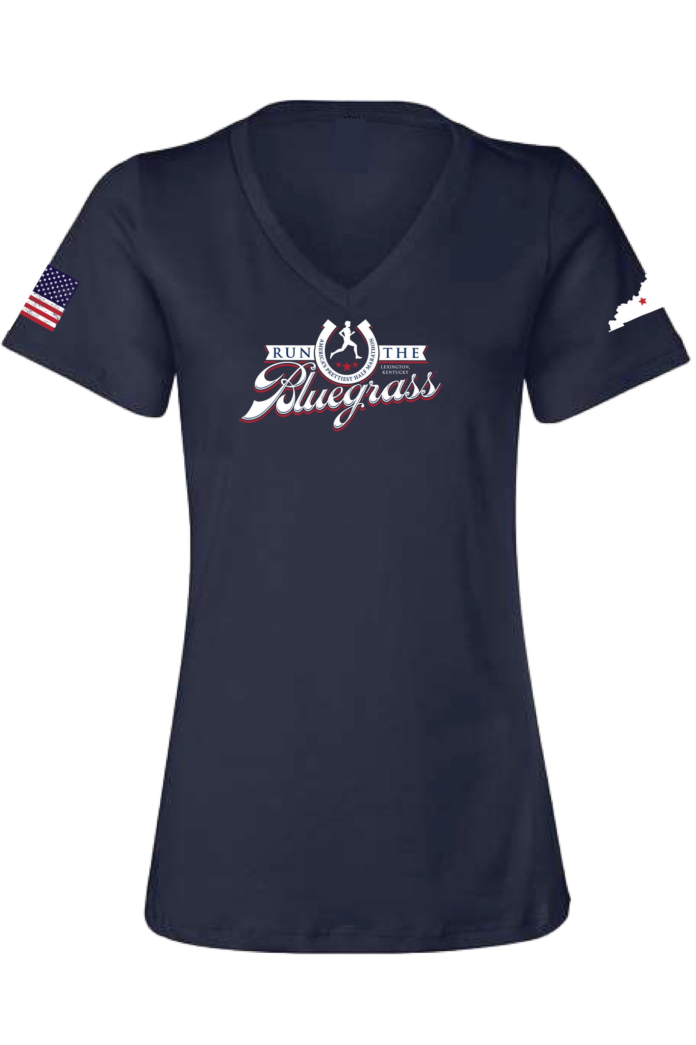 WOMEN'S Official RunTheBluegrass 2023 Race T-Shirt/Navy- FINAL SALE