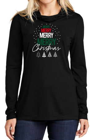 5001 - "Merry, Merry Christmas Tree" Unisex Lightweight Hoodie - Black