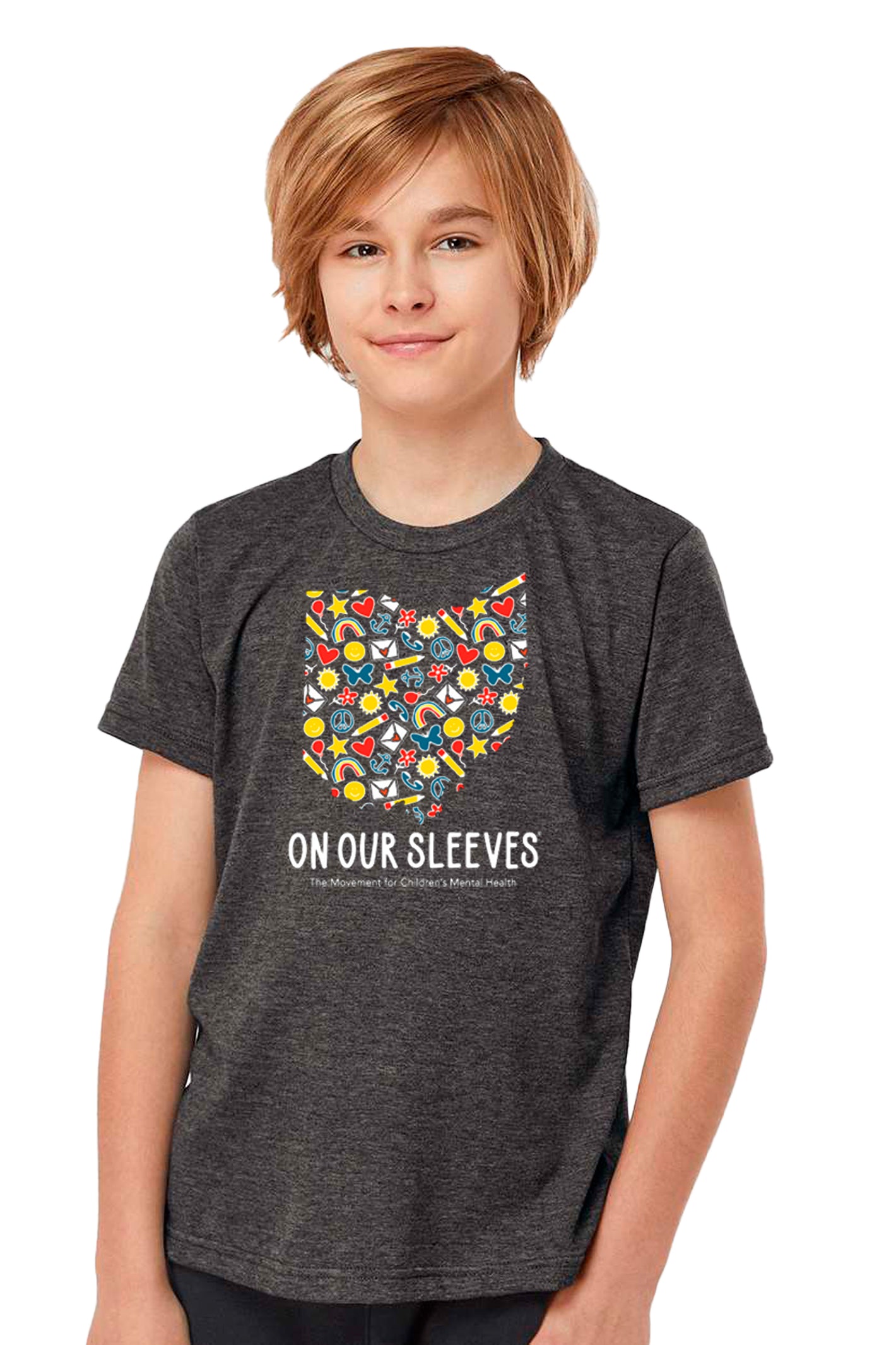 3104 - The "OHIO On Our Sleeves" YOUTH Shortsleeve Tee/ Charcoal - FINAL SALE