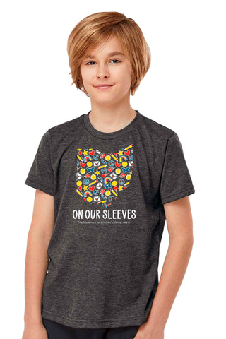 3104 - The "OHIO On Our Sleeves" YOUTH Shortsleeve Tee/ Charcoal
