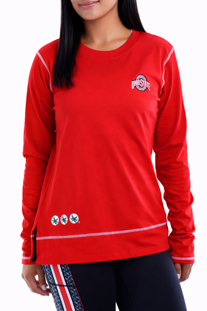 2005 - Ohio State Long Sleeve Contrast Stitch - Red
