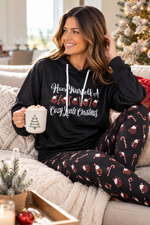 5100 - Cozy Little Christmas Lightweight Hoodie/ Black- FINAL SALE