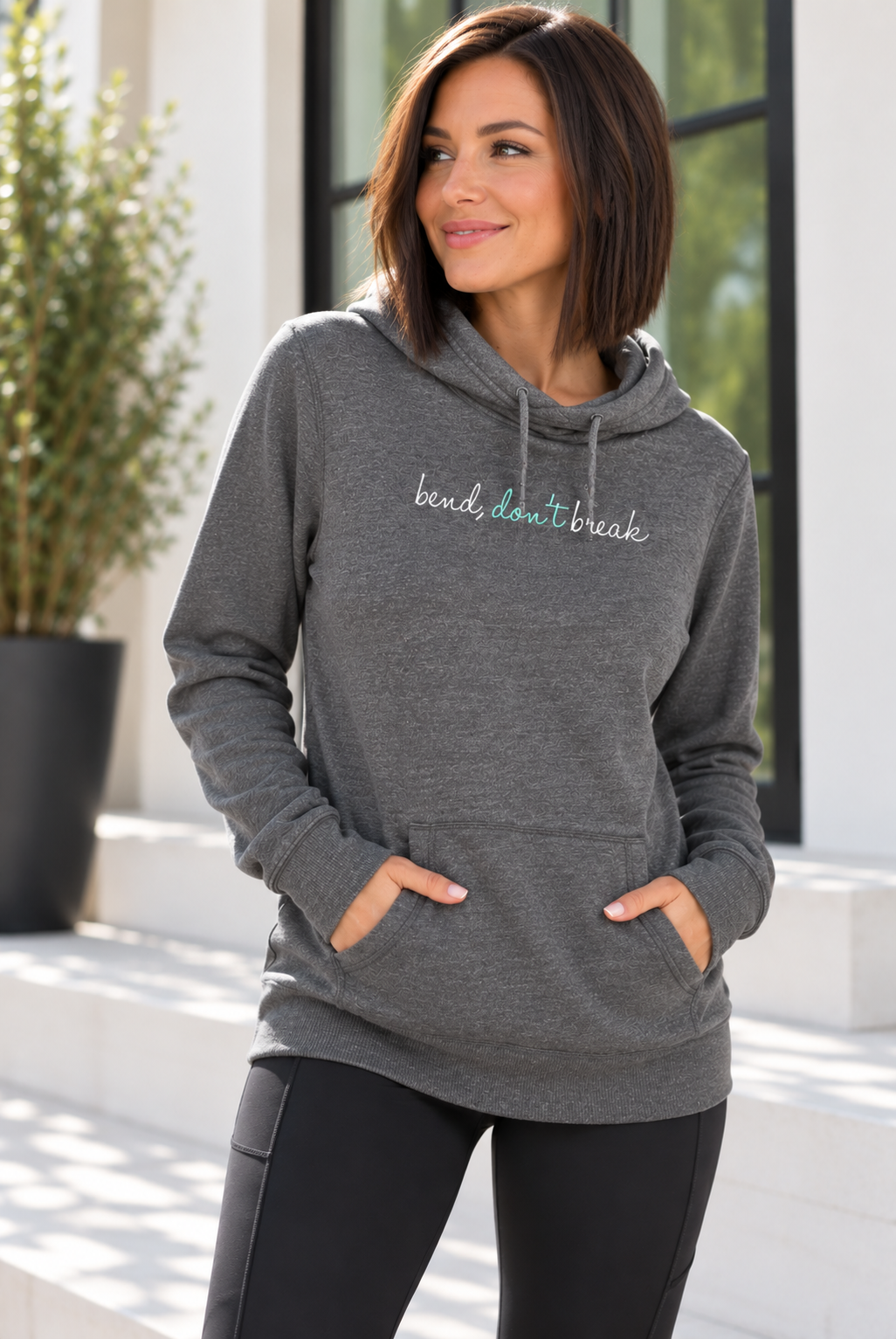 3400 - Bend Don't Break Unisex Hoodie/ Heather Grey - FINAL SALE