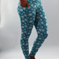 3317 - The Bend Perfect Pocket Legging - Teal/White/Navy Stencil Print