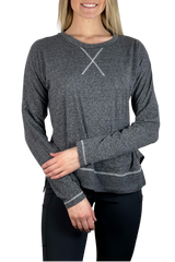 4306- Longsleeve Contrast Stitch/Heather Black - FINAL SALE