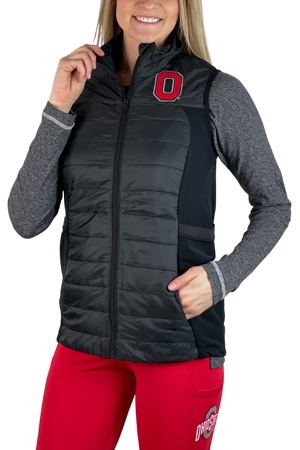 2404-The Ohio State "Buckeye Leaves" Performance Vest/Black