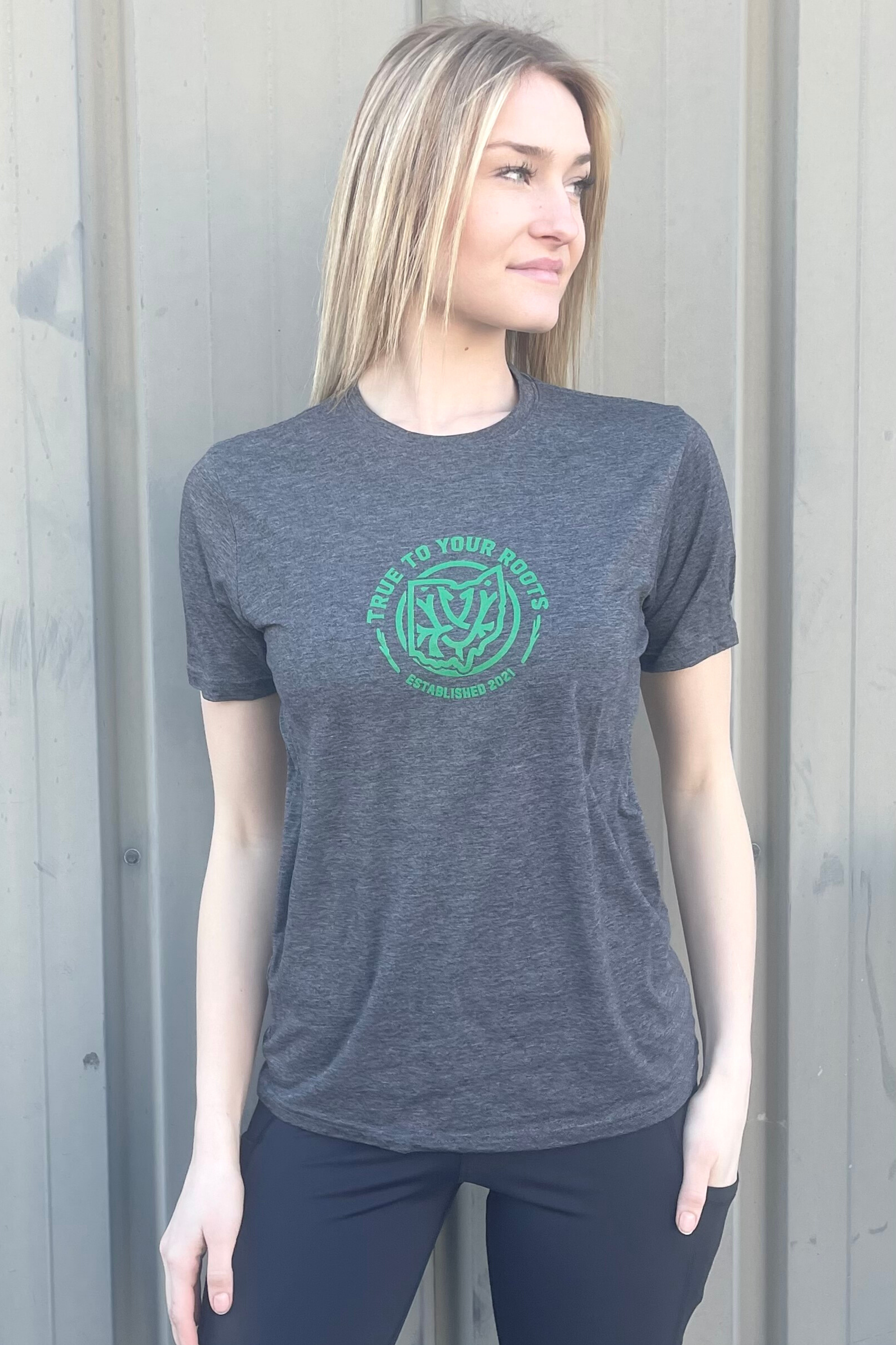 HC - Ohio Roots Unisex Triblend Short Sleeve T-Shirt/Charcoal -FINAL SALE