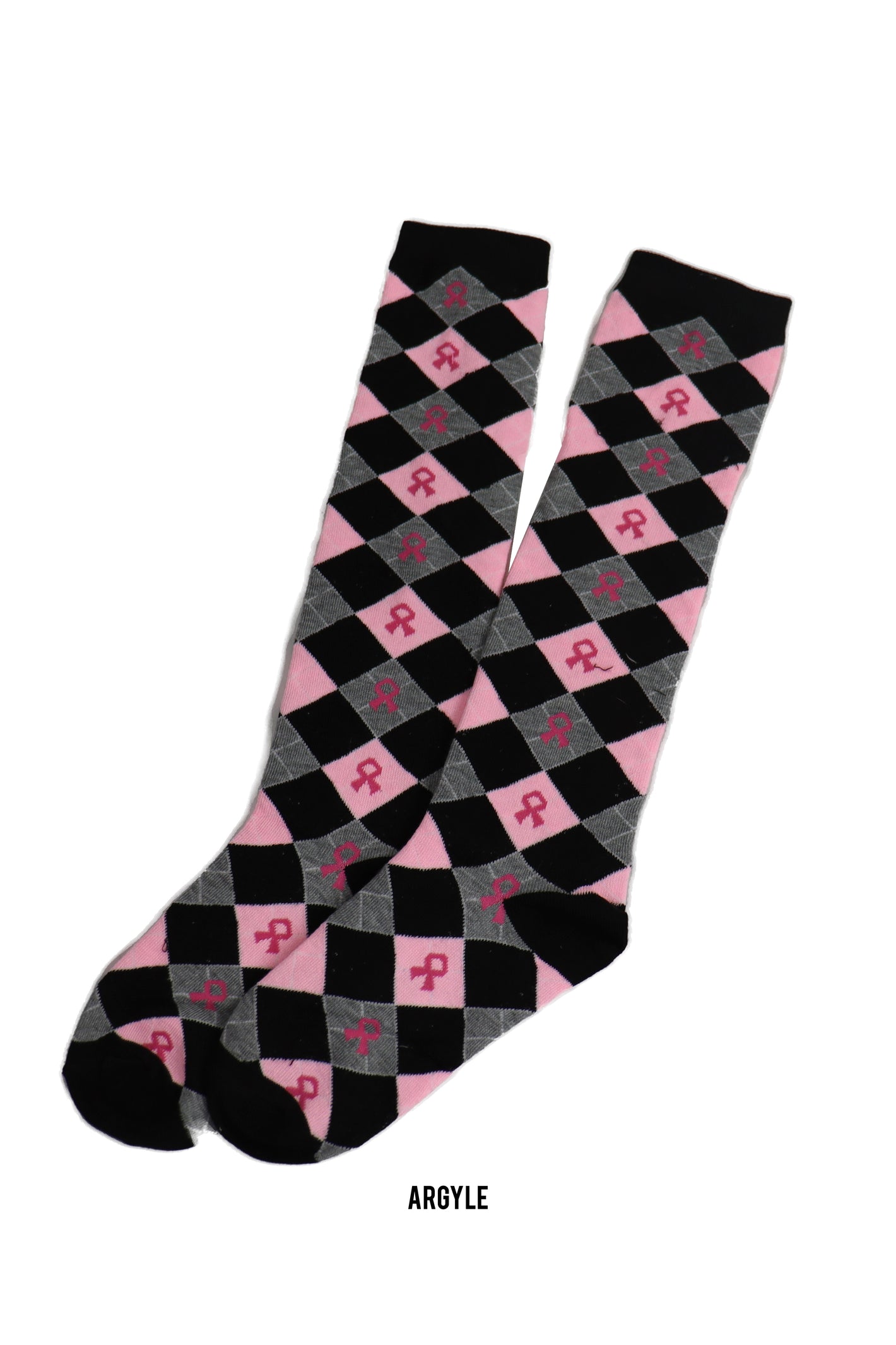 5422 - Pink Ribbon High Knee Socks (Various Prints)