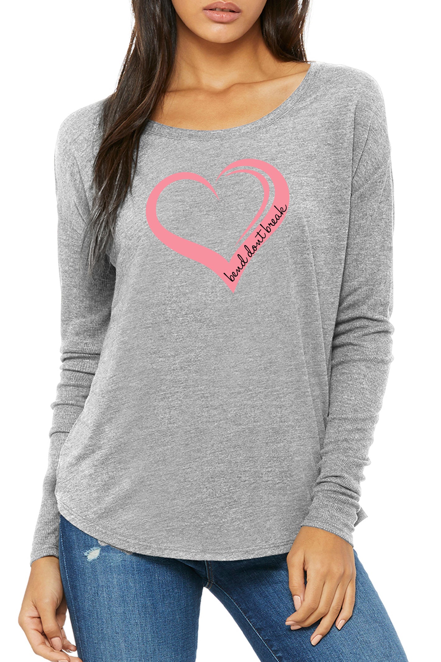 5406 - "Bend Dont Break" Love Lightweight Longsleeve Tee/ Heather Grey - FINAL SALE