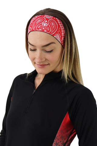 1206 - Reversible Ohio State Bandana Print Headband/ Red