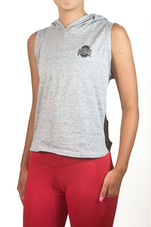 1301 - "Block O" Lightweight Sleeveless Hoodie/Heather Grey - FINAL SALE