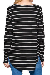 5204 - Striped Scoop Neck Longsleeve Tunic (2 colors available) - FINAL SALE