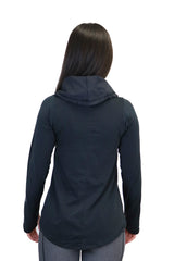 4404 - Luxe Funnel Neck Long Sleeve Top/Black