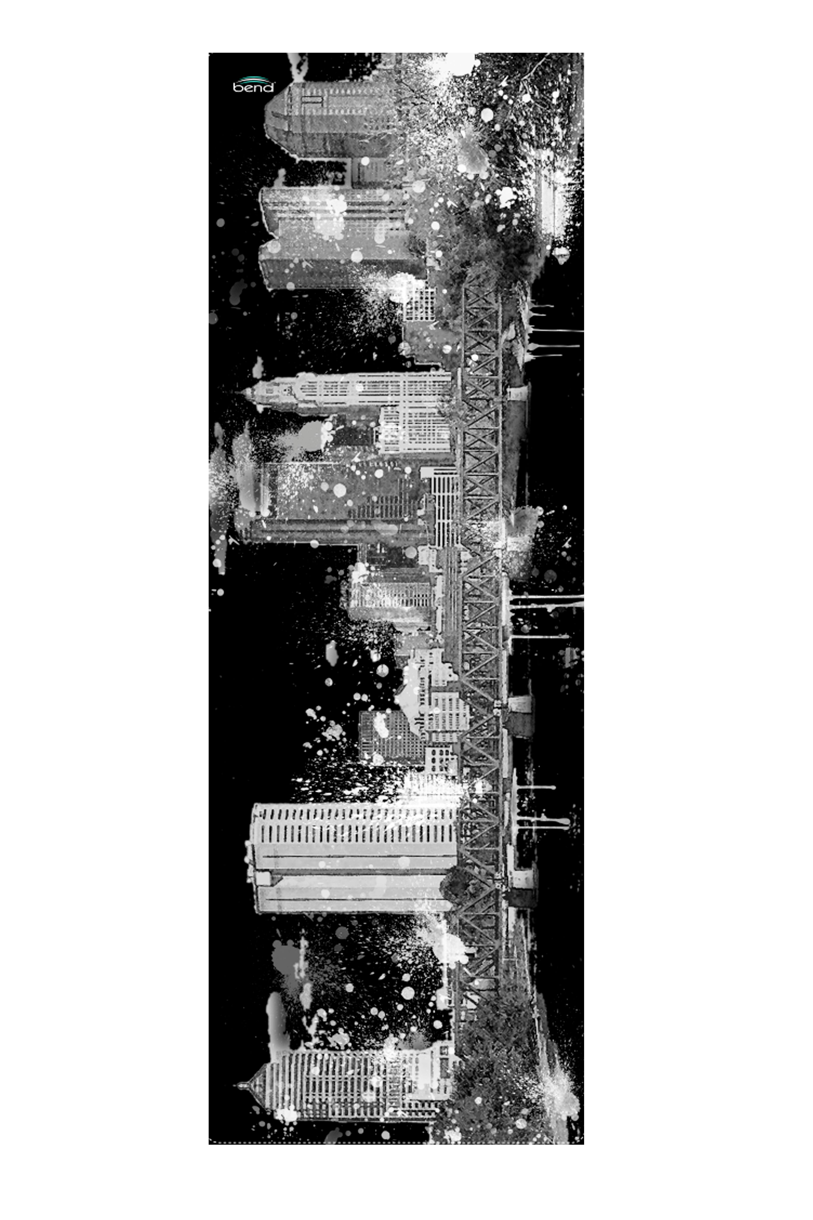"Columbus City Skyline" Washable Yoga Mat/Black & White