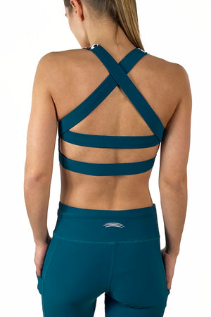 HC - "Snow Leopard" Criss Cross Bra/ Emerald Green - FINAL SALE