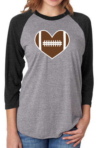 5003 - Football Love Baseball Tee/Grey & Black - FINAL SALE