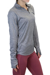 4205 - "Fold Over Cuff" 1/4 Zip Pullover/ Heather Grey