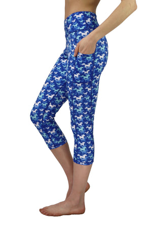 3215 - Running Horse Capris/Blue - FINAL SALE