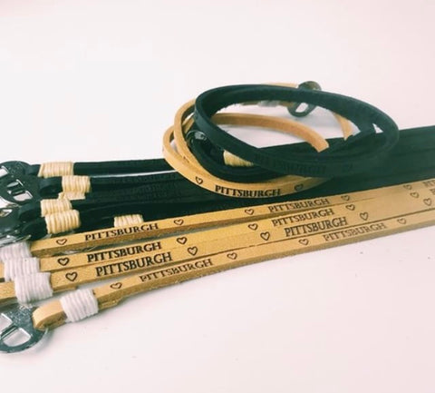 7109 -  "Pittsburgh" Leather Wrap Bracelet