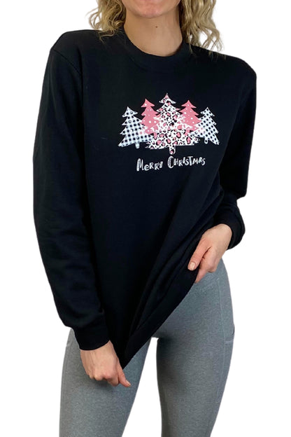5002 - "Merry Christmas" Fleece Crewneck Sweatshirt/Black- FNAL SALE