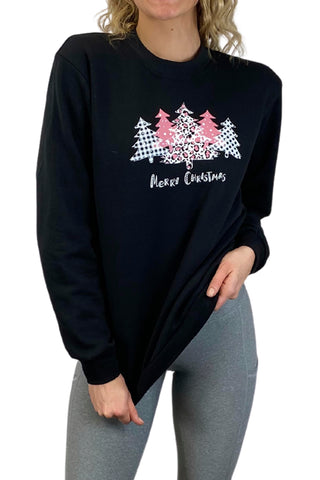 5002 - "Merry Christmas" Fleece Crewneck Sweatshirt/Black - FINAL SALE
