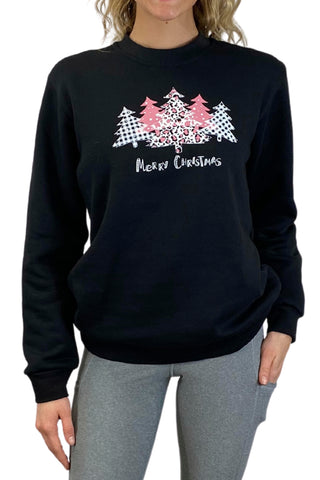 5002 - "Merry Christmas" Fleece Crewneck Sweatshirt/Black - FINAL SALE