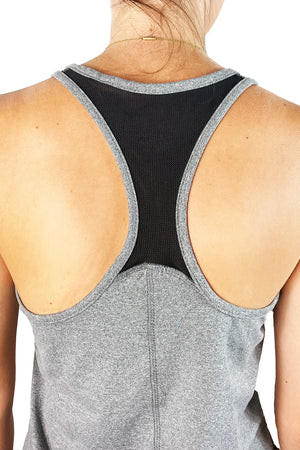 2305-The "Buckeye Leaves" Meshback Racer Tank/ Heather Grey