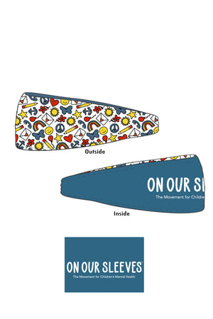 3006 - The   "On Our Sleeves" REVERSIBLE Headband/ Blue- FINAL SALE