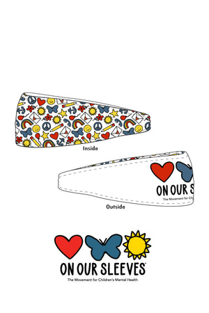 3006 - The  "On Our Sleeves" REVERSIBLE Headband/ White  - FINAL SALE