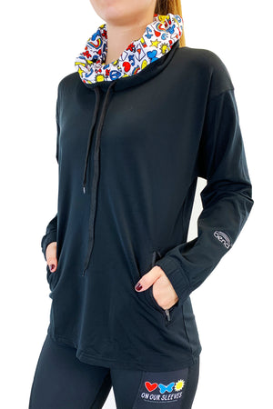 3108 - The  "On Our Sleeves" Snorkel Neck/Black - FINAL SALE