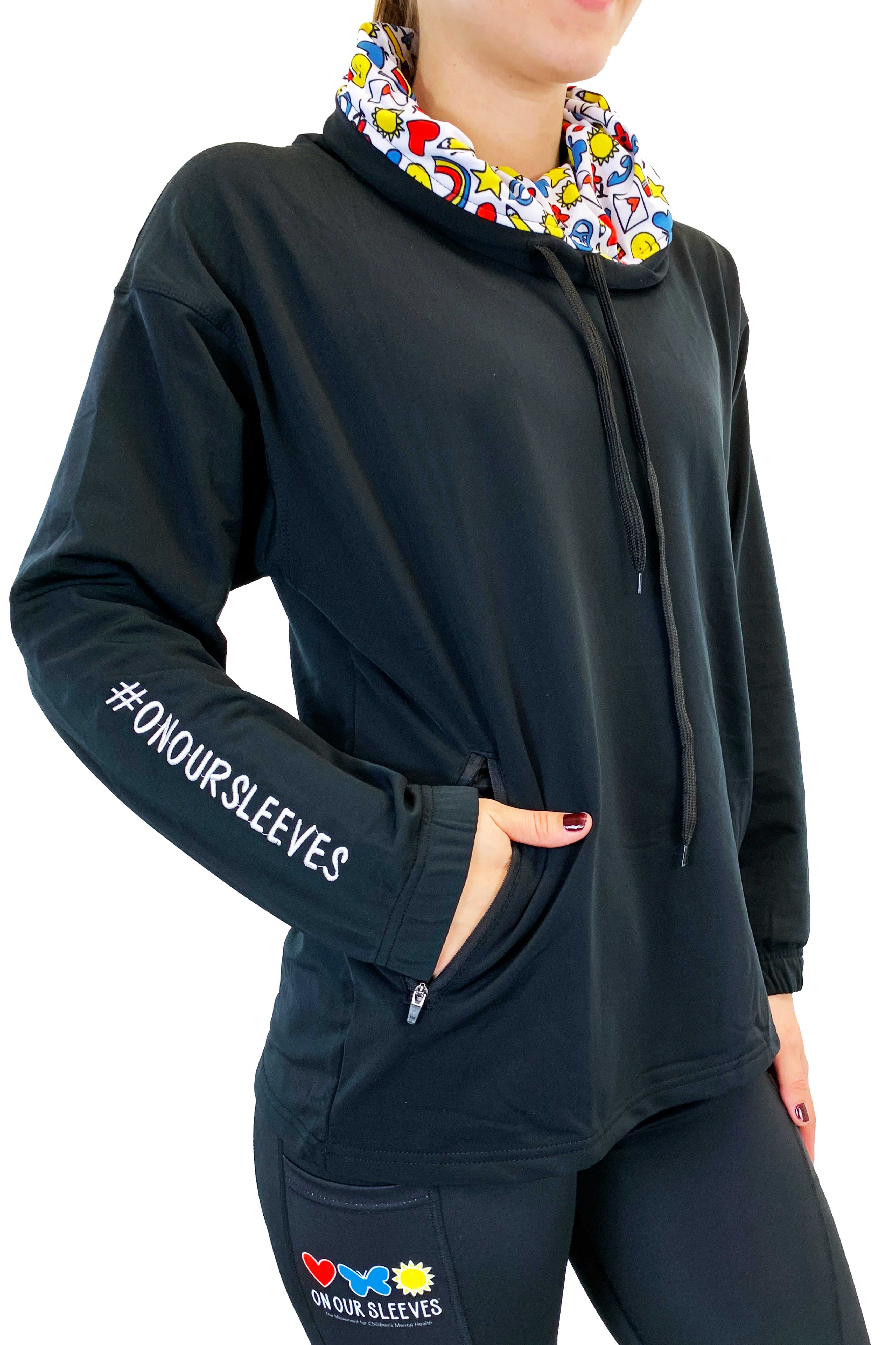 3108 - The  "On Our Sleeves" Snorkel Neck/Black