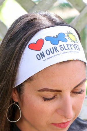 3006 - The  "On Our Sleeves" REVERSIBLE Headband/ White  - FINAL SALE