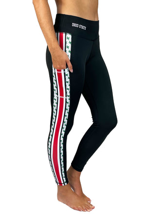 1300 - The Ohio State "Buckeye Leaves" Cell Phone Pocket Legging/Black